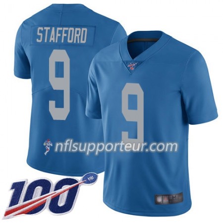 Maillot Homme Detroit Lions Matthew Stafford 9 Nike Bleu 100th
